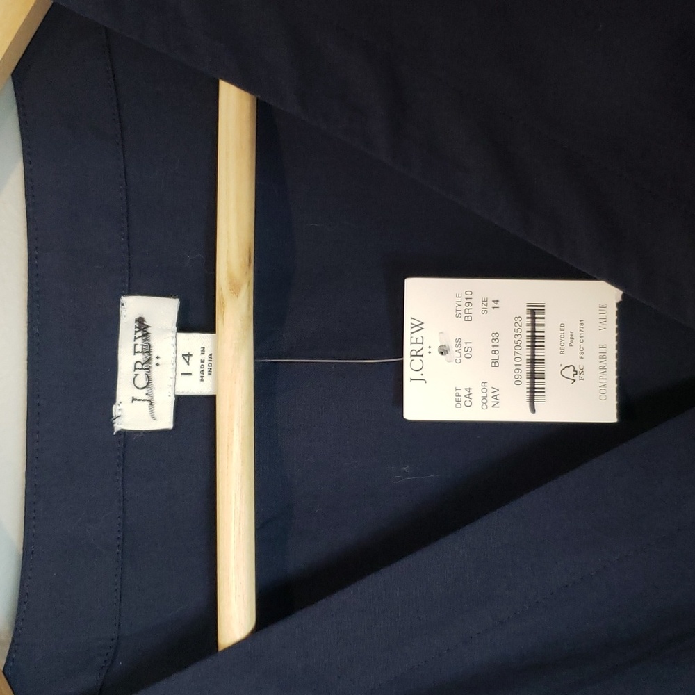 J. Crew Dress Navy Tiered Skirt Faux Wrap Sleeveless 14 New Preppy Classic 2023 - Picture 9 of 12